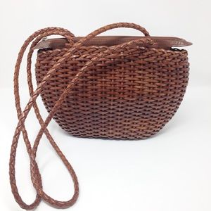 VINTAGE Leather Woven Shoulder Bag